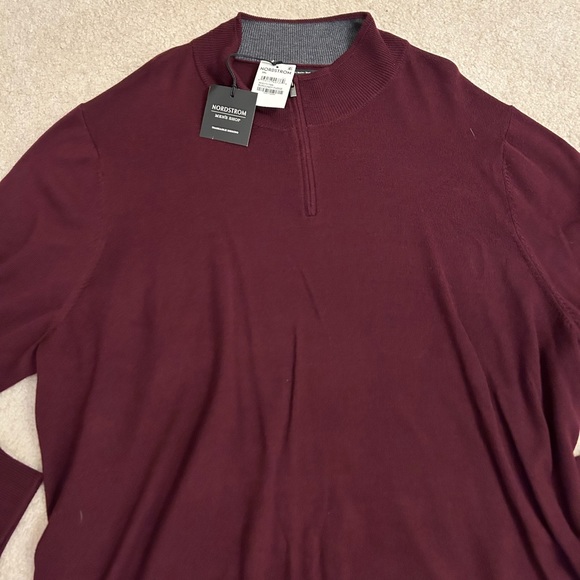 Nordstrom Merino Wool Burgandy Red Zip Up Sweater Size 3XL - Picture 3 of 3